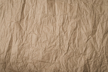 Background Of Brown Crumpled Paper Top View.