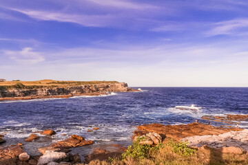 Fototapeta na wymiar Waves Liitle Bay , Sydney Australia. Blue Sky