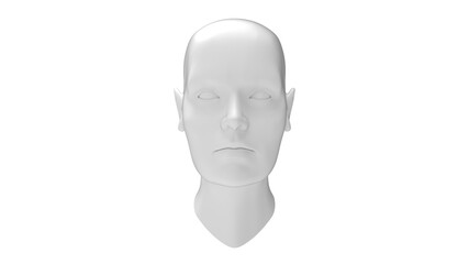 Female head mannequin 3D rendering isolated on a white background.