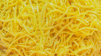 close up of  Chinese food thin egg noodles