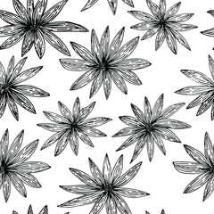 vector seamless pattern flowers on contrasting background
