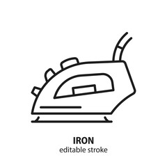 Iron line icon. Laundry concept design. Editable stroke. Vector illustration.