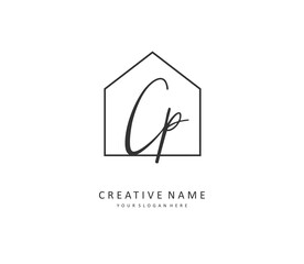 CP Initial letter handwriting and signature logo. A concept handwriting initial logo with template element.