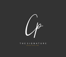 Fototapeta premium CP Initial letter handwriting and signature logo. A concept handwriting initial logo with template element.