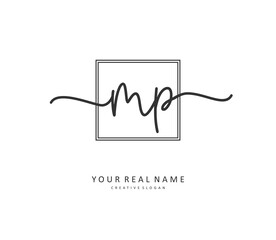 Obraz premium MP Initial letter handwriting and signature logo. A concept handwriting initial logo with template element.