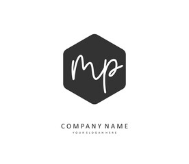 MP Initial letter handwriting and signature logo. A concept handwriting initial logo with template element.