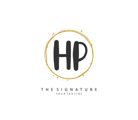 HP Initial letter handwriting and signature logo. A concept handwriting initial logo with template element.