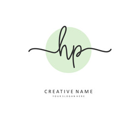 HP Initial letter handwriting and signature logo. A concept handwriting initial logo with template element.