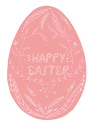 easter egg illustration with floral motif isolated on white background