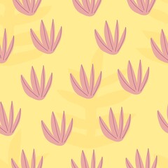 Seamless tropical pattern with plants. Colorful vector, flat style. Jungle summer design for fabric, print, textile, wrapper.