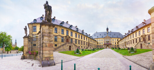 Cathedral and City Palace in Fulda, Germany. Great panorama in summer