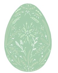 easter egg illustration with floral motif isolated on white background