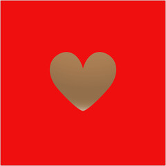 
Gold heart on a red background. Valentine's Day. Layout. Minimal design template for greeting card, poster, banner, cover, packaging