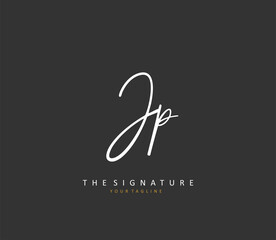 JP Initial letter handwriting and signature logo. A concept handwriting initial logo with template element.