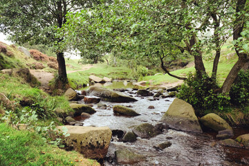 Burbage Brook in Padley Gorge, High Peak, Derbyshire, UK