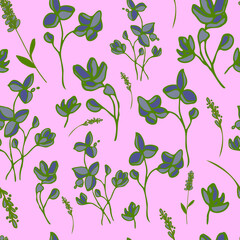 vector seamless pattern small flowers and twigs