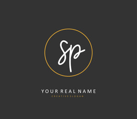 SP Initial letter handwriting and signature logo. A concept handwriting initial logo with template element.