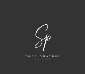 SP Initial letter handwriting and signature logo. A concept handwriting initial logo with template element.