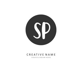 SP Initial letter handwriting and signature logo. A concept handwriting initial logo with template element.