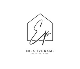 EP Initial letter handwriting and signature logo. A concept handwriting initial logo with template element.