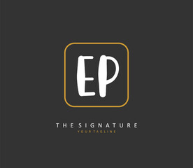 EP Initial letter handwriting and signature logo. A concept handwriting initial logo with template element.