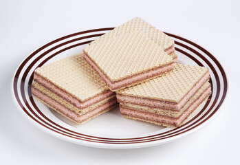 Square wafers on a plate