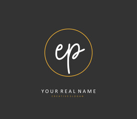 EP Initial letter handwriting and signature logo. A concept handwriting initial logo with template element.