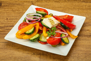 Traditional Greek salad with feta cheese