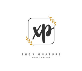 XP Initial letter handwriting and signature logo. A concept handwriting initial logo with template element.