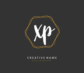 XP Initial letter handwriting and signature logo. A concept handwriting initial logo with template element.