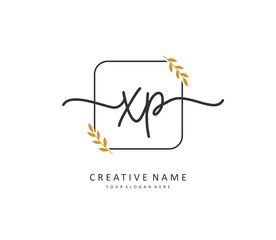XP Initial letter handwriting and signature logo. A concept handwriting initial logo with template element.