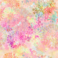 Fototapeta na wymiar Abstract Floral Seamless Tie Dye Pattern