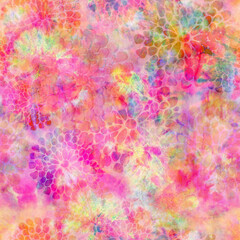 Abstract Floral Seamless Tie Dye Pattern