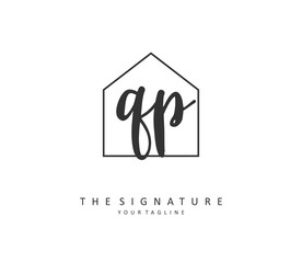 QP Initial letter handwriting and signature logo. A concept handwriting initial logo with template element.