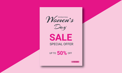 Happy Women's Day flyer, banners, posters, greeting card concept, design, and template for advertising.