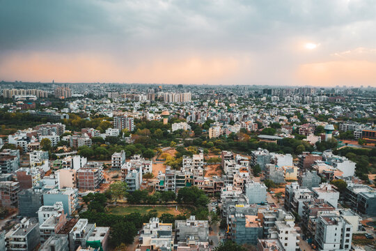 Aerial View Of Gurugram Residential District Near New Delhi In Haryana State, India.