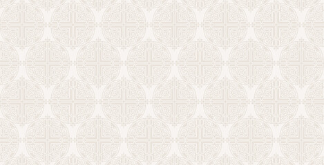 ornamental mandala design seamless pattern in white