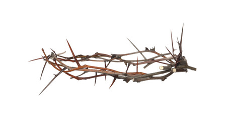 Crown of thorns isolated on white. Easter attribute
