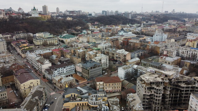 View of Kyiv center from drone