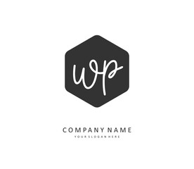 WP Initial letter handwriting and signature logo. A concept handwriting initial logo with template element.