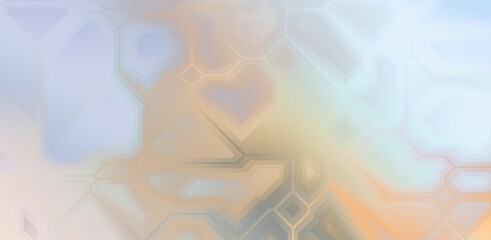 Layers of colorful and vibrant geometrical shapes. Digital illustration of a tech layout. Futuristic design template.