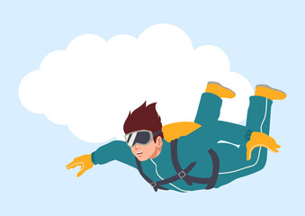 Illustration of a man sky diving © rudall30
