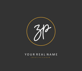 ZP Initial letter handwriting and signature logo. A concept handwriting initial logo with template element.