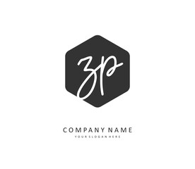 ZP Initial letter handwriting and signature logo. A concept handwriting initial logo with template element.