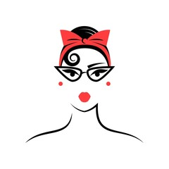 woman with glasses in pin up style