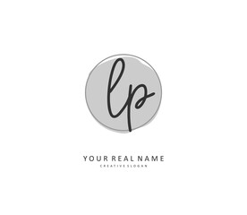LP Initial letter handwriting and signature logo. A concept handwriting initial logo with template element.