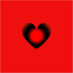 
Black and red heart on a red background. Valentine's Day. Layout. Minimal design template for greeting card, poster, banner, cover, packaging