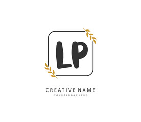 LP Initial letter handwriting and signature logo. A concept handwriting initial logo with template element.