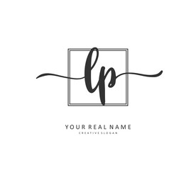 LP Initial letter handwriting and signature logo. A concept handwriting initial logo with template element.