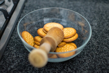 Cookies in a glass bowl